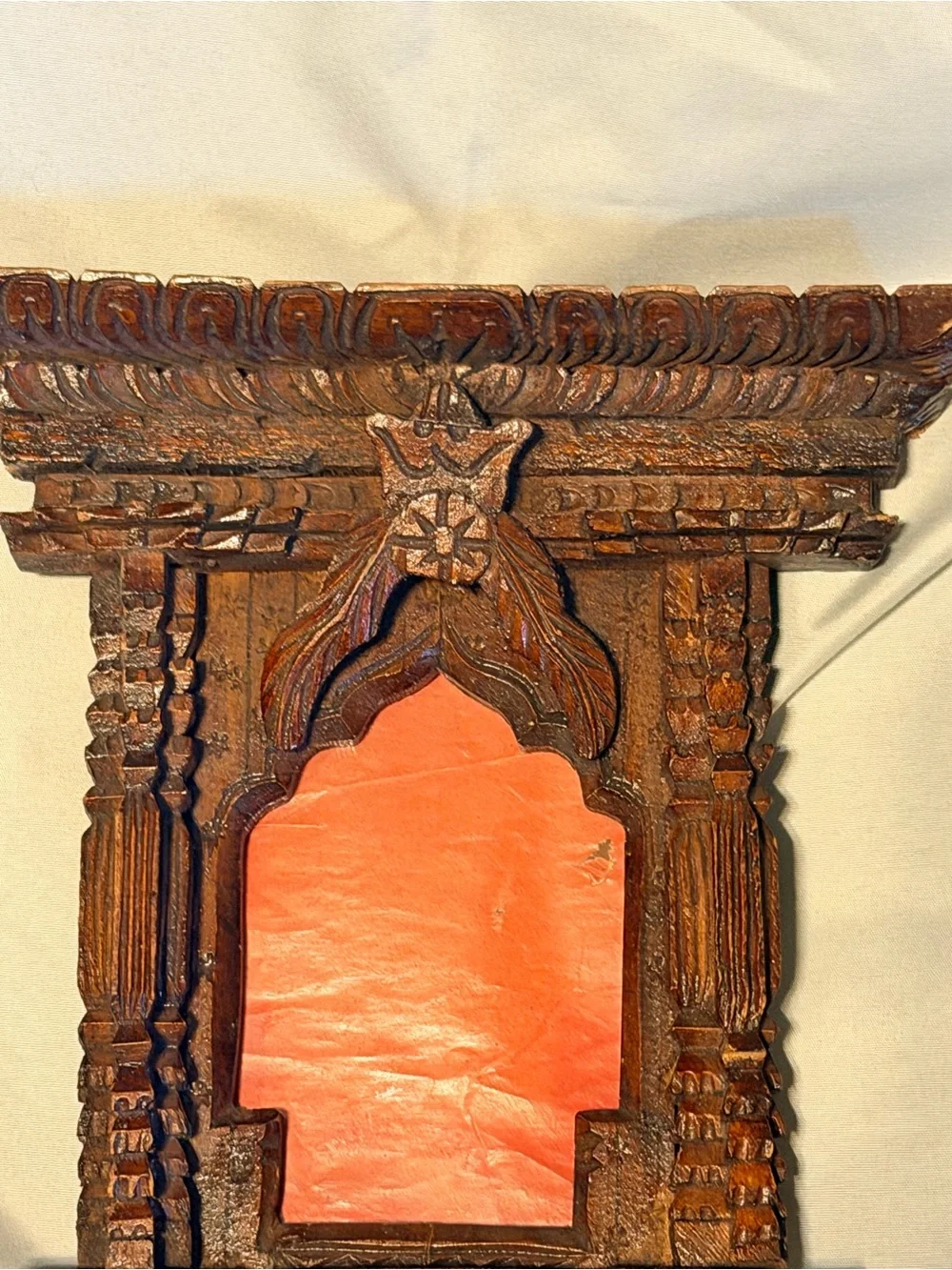 Vintage Hand Carved Wood Picture Frame Tramp Art Style Folk Art Ornate Art